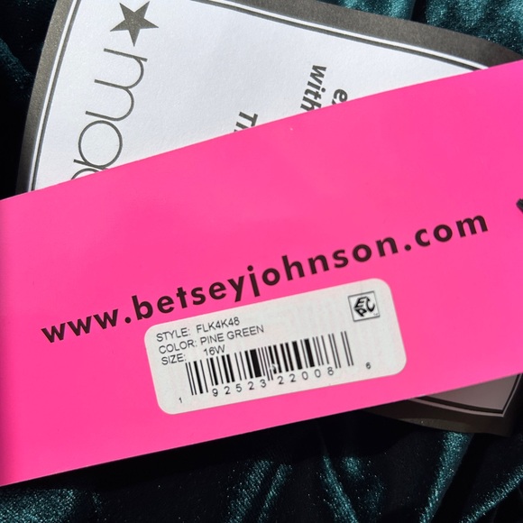 Betsey Johnson Green Velvet Plus Dress 16W - Picture 5 of 6